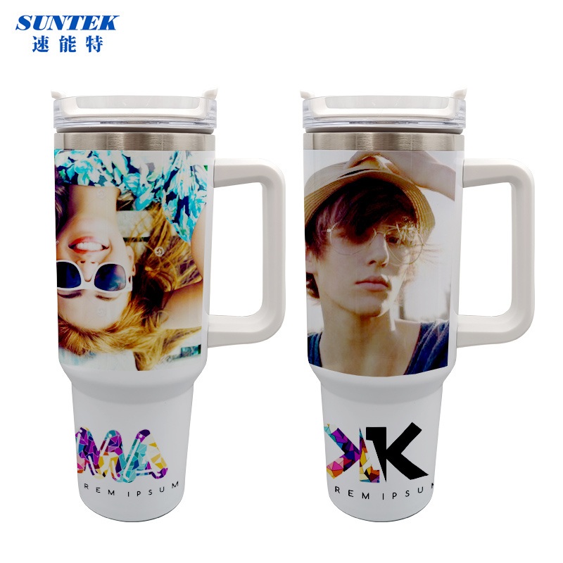 40oz Coffee Thermal Tumbler Sublimation Print Hot Cold Tumblers with Handle – 40oz Color Handle Sublimation Travel Tumbler and Tumbler with Straw price