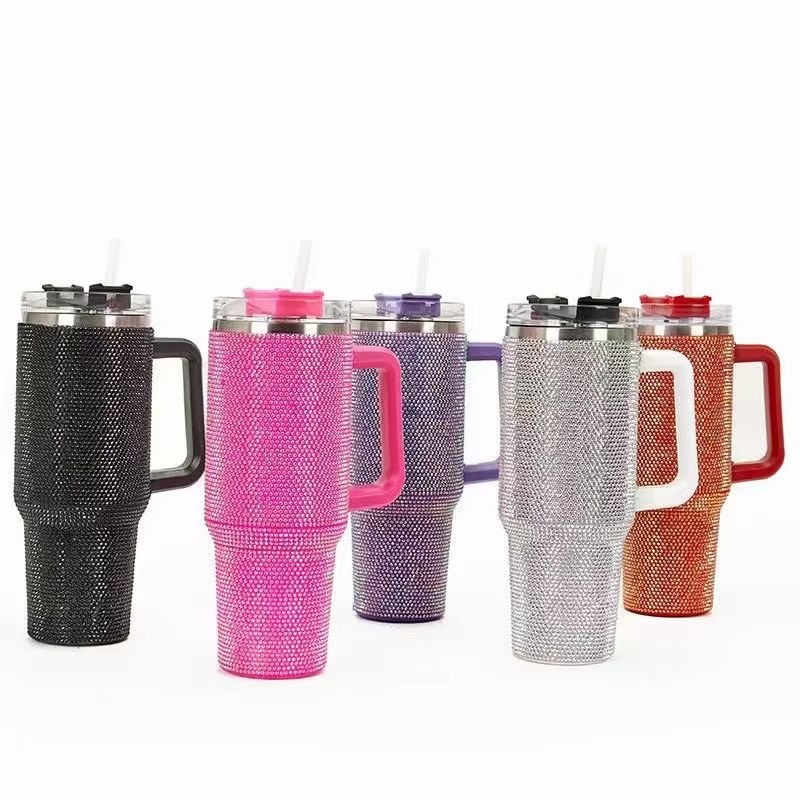 40oz Shining Diamond Reusable Vacuum Stainless Steel Coffee Tumbler Mug with Straw – Coffee Mug and Stainless Steel Coffee Mug price