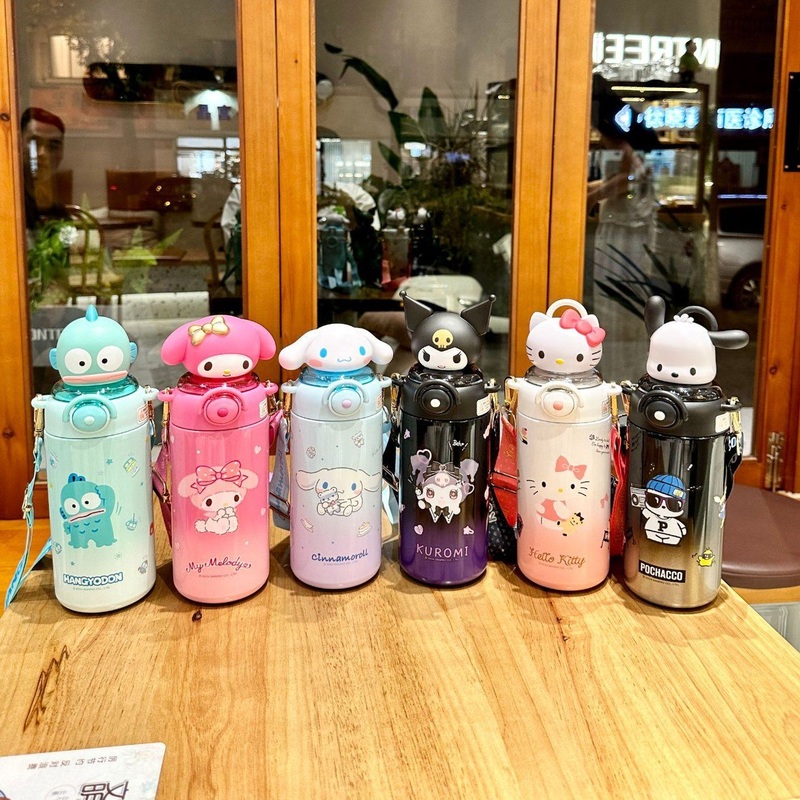600ml Sanrio Kuromi Thermos Cup Women Cute Cartoon Cup Crayon Small New Stainless Steel Childrens Straw Cup – Kuromi Thermos Cup and Cute Cartoon Cup price