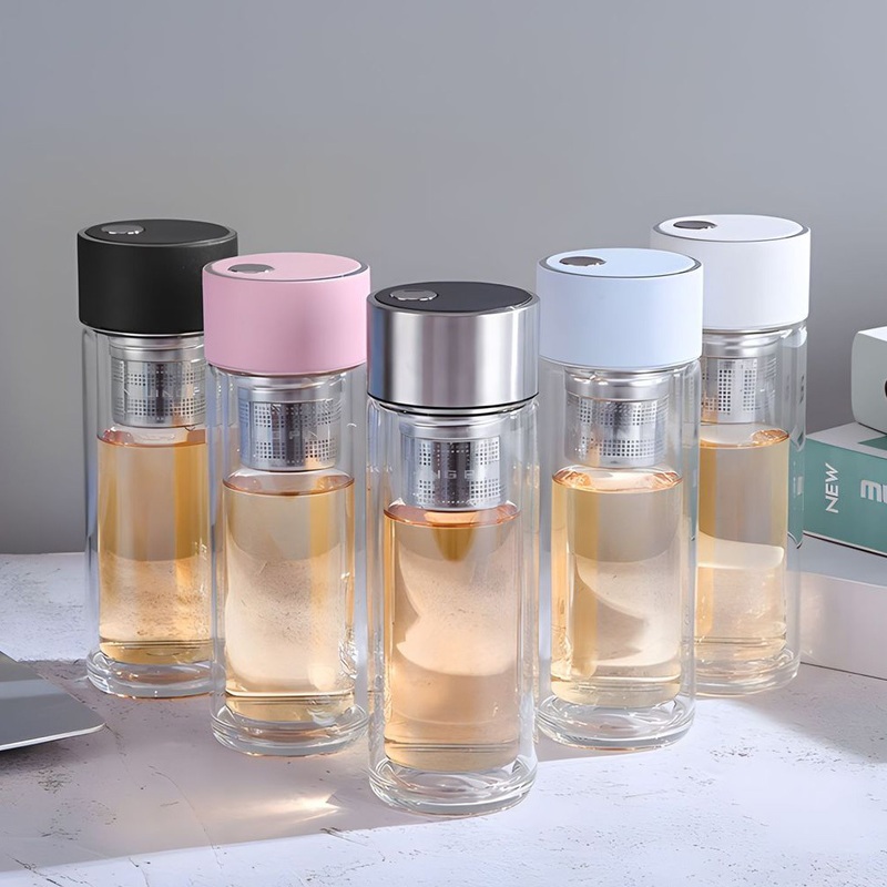 Custom Design Business Gift Anti-Scald Anti-Drop Double Layer Glass Cup with Tea-Strainer – Glass Coffee Cup and High Borosilicate Cup price
