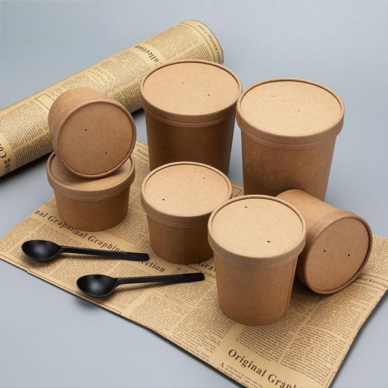 Disposable Paper Cups Lunch Packing Takeout Food Packaging Bucket Hot Soup Cup – Soup Cup and Hot Soup Cup price