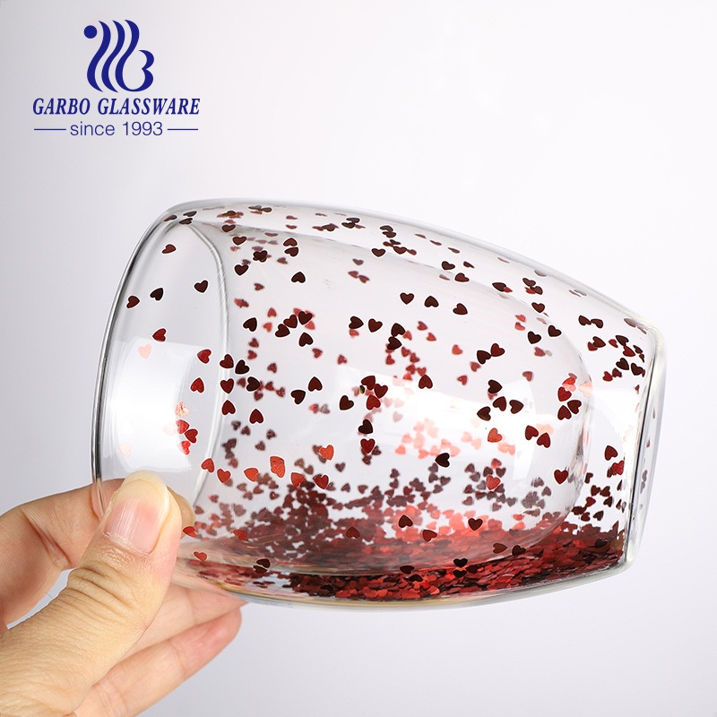 Double Wall Glass Cup Inner with Spangle Deco coffee Cup – Glass Cup and Double Wall Glass Cup price