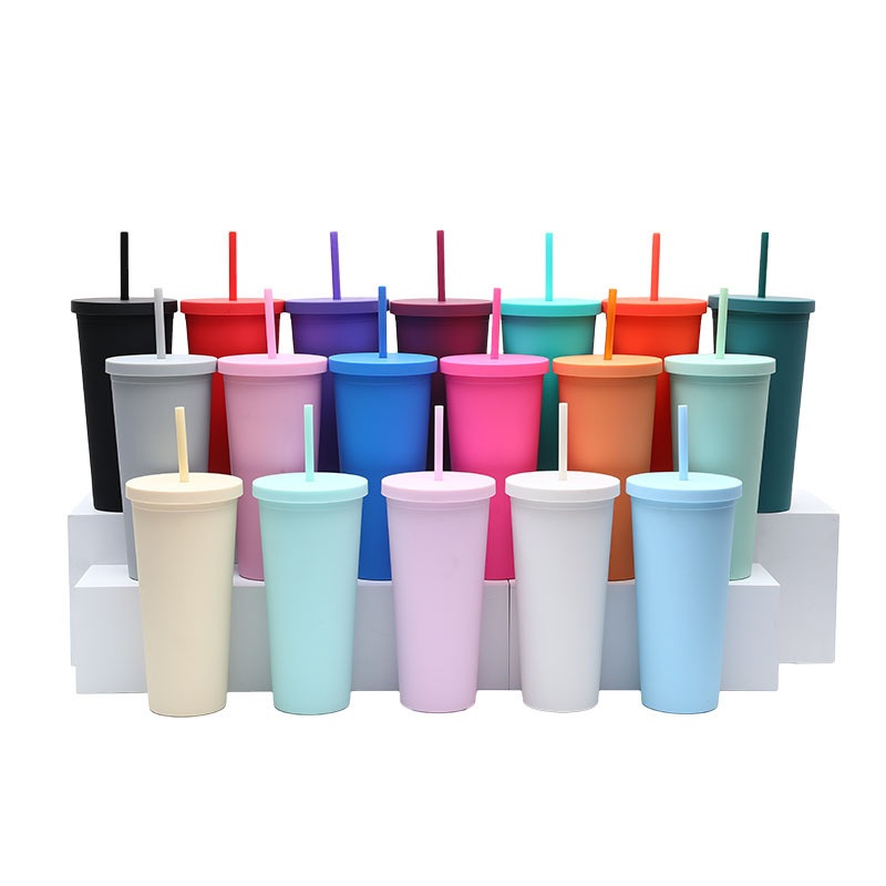 16oz BPA Free Kids and Adults Colored Double Wall Plastic Cup Outdoor Drinking Plastic Acrylic Water Bottles – Double Wall Plastic Cup and Water Bottles price
