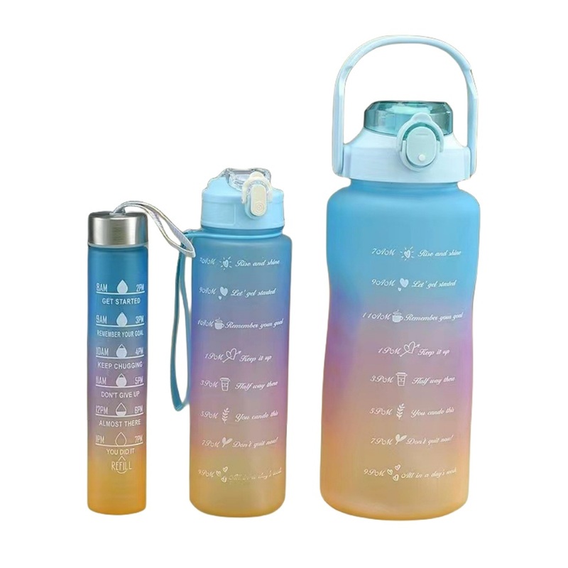 3 PCS in 1 Set 2L Direct Drinking Plastic Sport Gym Fitness Water Bottle 900ml 500ml Motivational Water Bottles – Direct Drinking Bottle and Fitness Water Bottle price