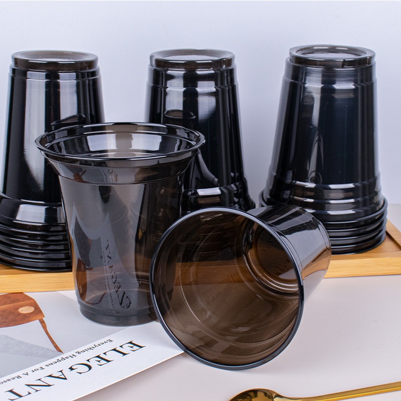 Black Transparent High-Grade Pet Cold Cup for Juice Drinks Iced Coffee – Plastic Cups for Juice and Plastic Cups for Beer price