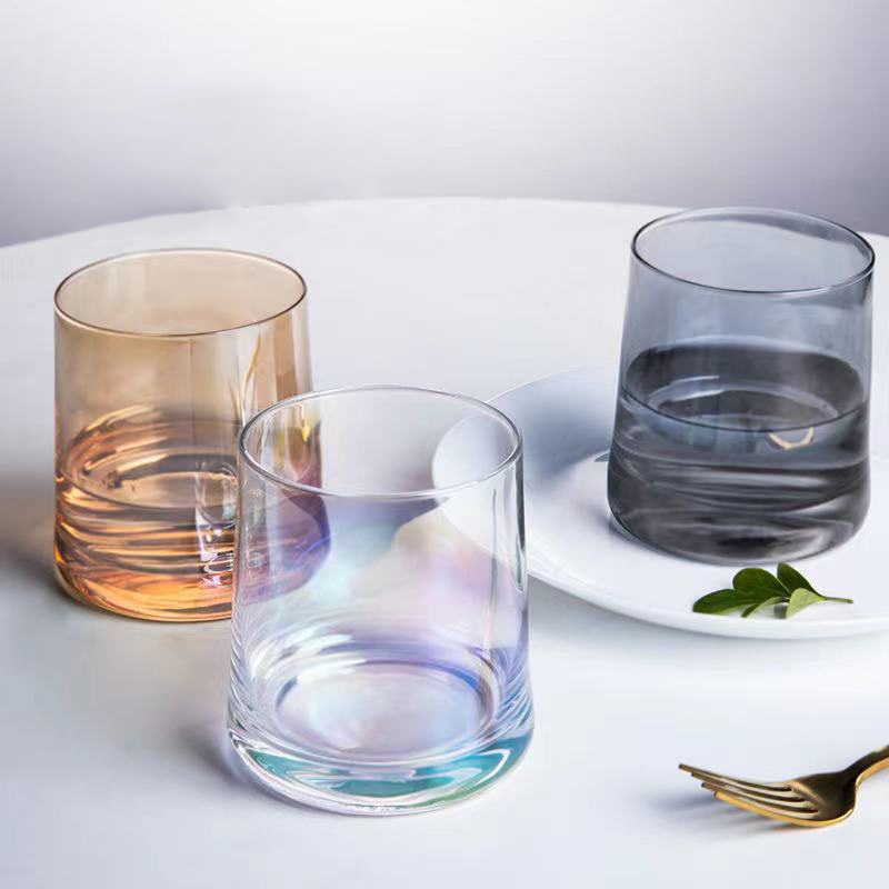 Colored Cups Whiskey Glass Cup Spirits Glass Holographic Amber Grey Clear Home Water Milk Juice Wine Cup 8oz with Bamboo Lid – Drinking Glasses and Water Cup price