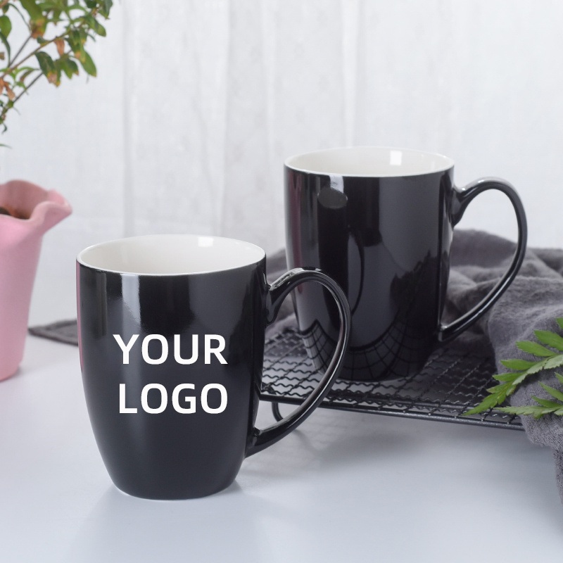 Customized Classic Design Porcelain Coffee Cups Promotional Ceramic Mugs Black Flower Mugs for Giveaways – Tall Custom Coffee Mugs and Mug Sublimation price