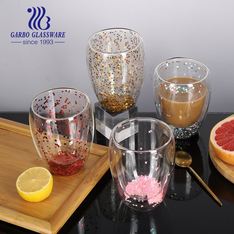 Customized Decal Logo 350ml Borosilicate Double Wall Glass Coffee Cup – Coffee Glass Cup and Double Wall Decal Glass Cup price