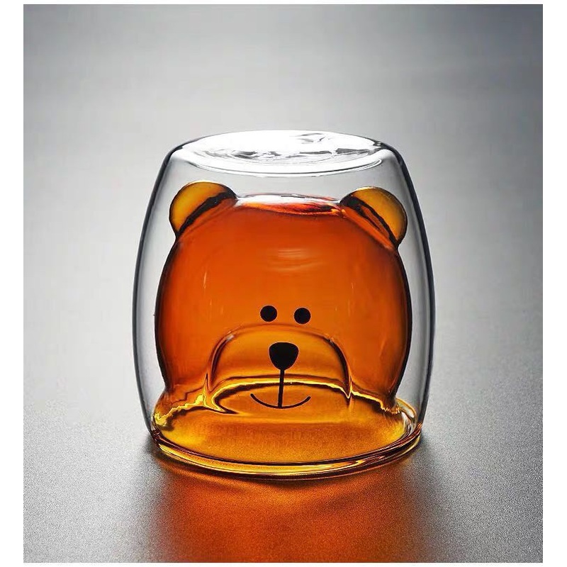 Cute Mugs Bear Tea Cup Milk Cup Double Wall Glass Coffee Cup Insulated Glass Cup Gifts for Valentines Day Birthday Present and Office Cup – Cartoon Cups and Animal Cups price