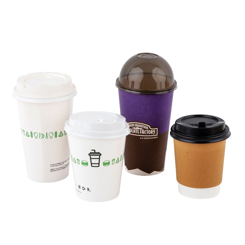Takeaway Food Packing Custom Single Wall Coffee Paper Cup with Dome PP Pet Lids – Single Wall Paper Cup and Paper Cup with PP Pet Lids price