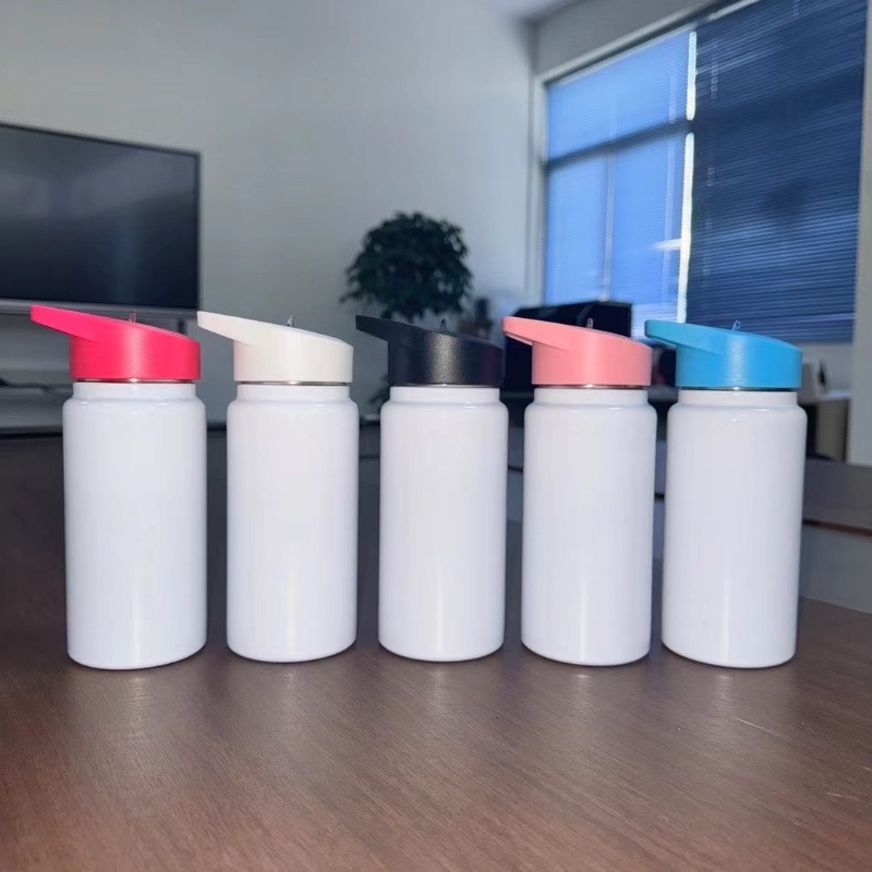 White Sublimation Blank Insulated Water Bottle 14oz Stainless Steel Kids Tumbler Cup with Flip Straw – Water Bottle and Kids Tumbler Cup price