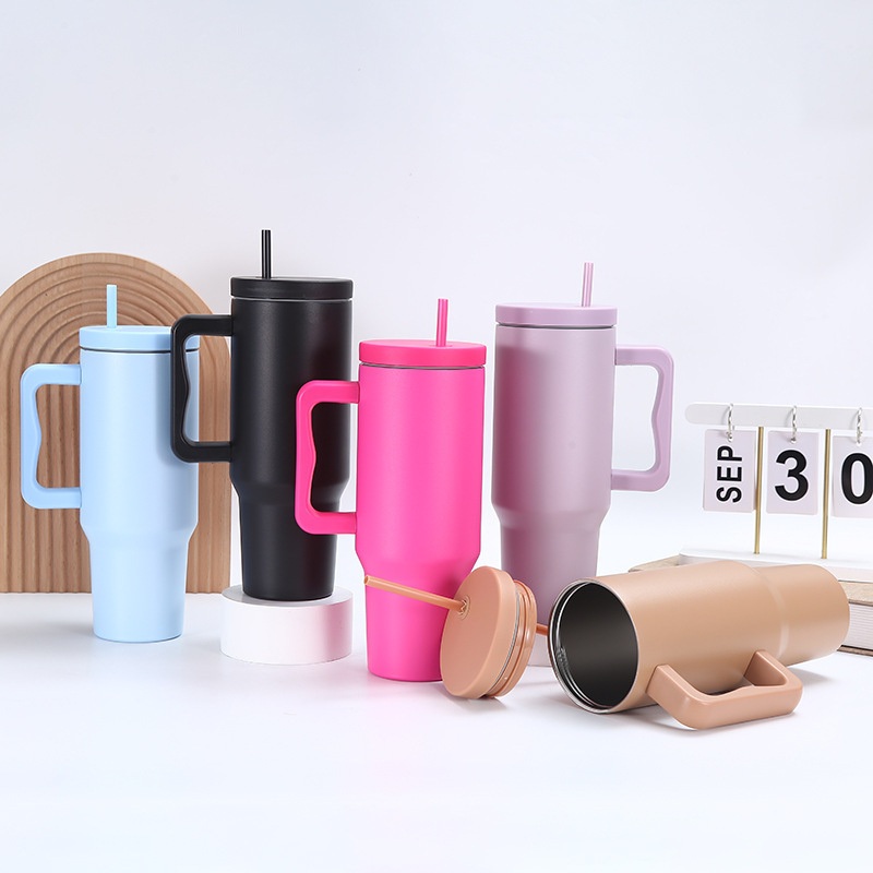 Wholesale 40oz Travel Mugs Stainless Steel Reusable Vacuum Thermoses Insulated Water Bottle Cups 40oz Tumbler with Straw Handle – Tumbler and Stainless Steel Tumbler price