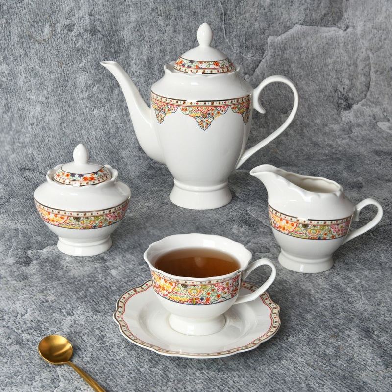 Wholesale Real Gold Rim Porcelain Teapot Coffee Cup & Saucer Ceramic Tea Set – Tea Set and Ceramic Tea Set price