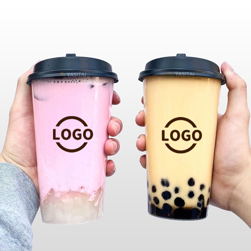 Custom Boba Cups PP Split Cup Plastic Cups with Logo – PP Injection Cup with Lid and Bubble Tea PP Injection Cup price