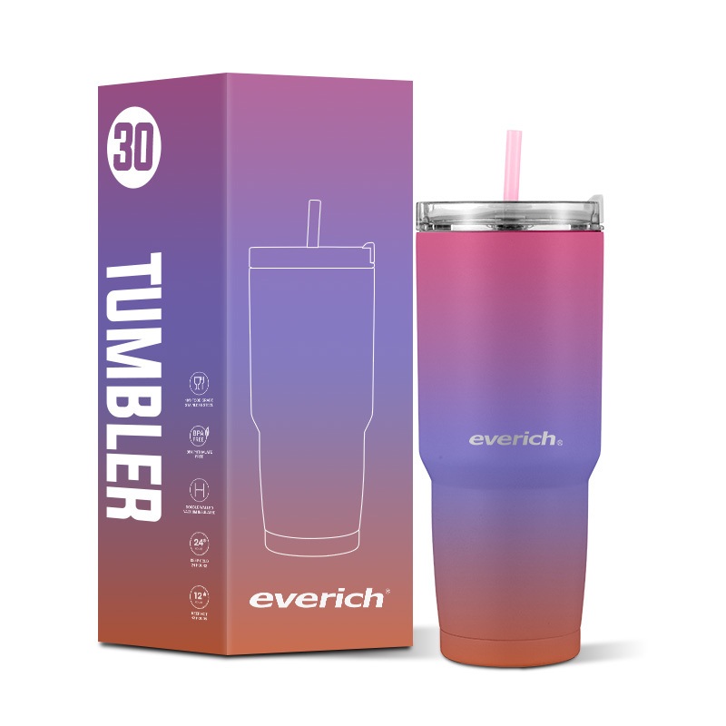 Everich 30oz Durable Stainless Steel Straw Tumbler with 2-in-1 Lid Cupholder Friendly – Tumbler with Straw and Stainless Steel Tumblers price