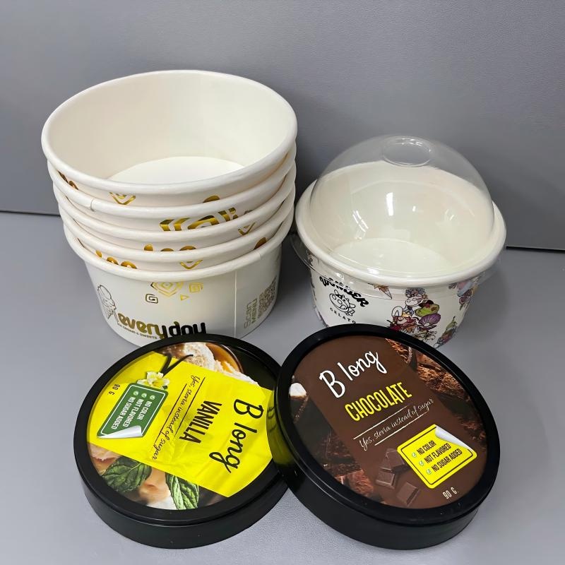 Factory Price Low MOQ Customized Logo Paper Cup for Ice Cream Dessert Bowl with Lid – Disposable Ice Cream Cups and Ice Cream Container price
