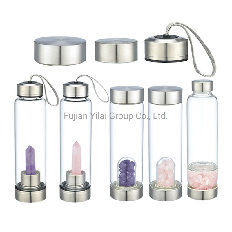 Water Bottle for Gemstone Healing, Rose Quartz Chip Tumbled Stone Glass Water Bottle, Crystal Glass Cup – Water Bottle and Glass Mug price