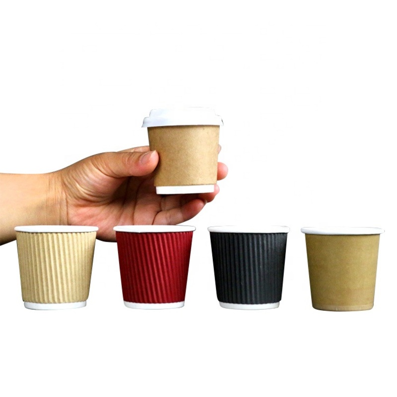 Wholesale 4 Oz Customized Design Disposable Double Wall Ripple Paper Cup Hot Paper Coffee Cups – Paper Cup and Disposable Coffee Cup price