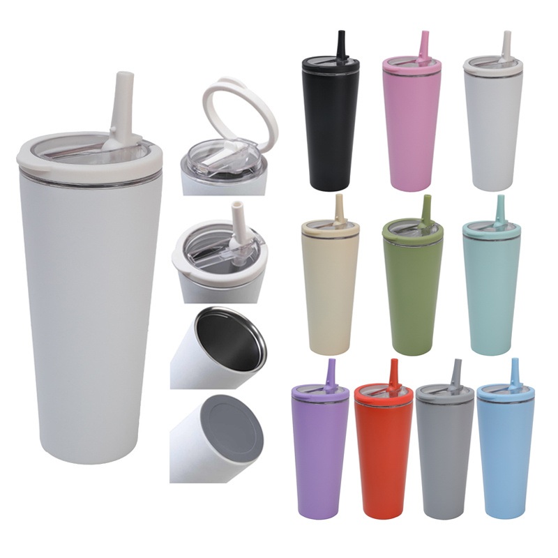 24oz 30oz Stainless Double Wall Vacuum Leakproof Classic Rubber Travel Coffee Ring Steel Tumbler Cup with Hand Lid – Ring Handle Lid Stainless Steel Insulated Cup and Travel Mugs with Ring Handle and Straw price