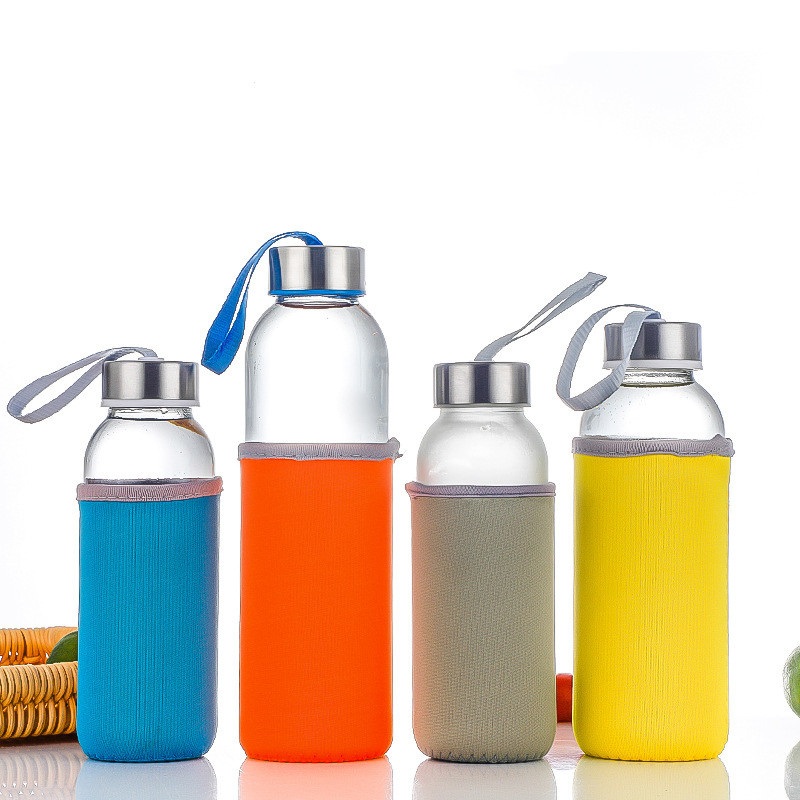 300ml 500ml Glass Water Bottles with Stainless Steel Caps Clear Leak Proof Lid Premium Soda Lime Reusable Drinking Bottle – Glass Water Bottles and Glass Water Bottles 16 Oz price