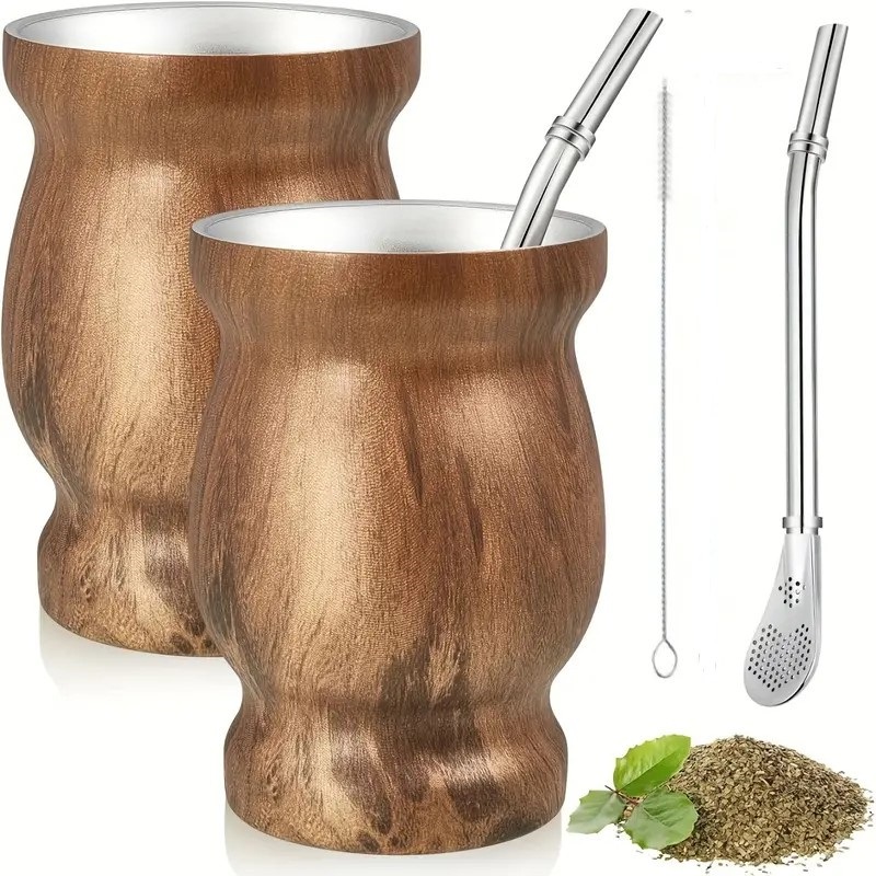 Bulk Wholesale 8 Oz Yerba Mate Cup Double Wall Stainless Steel Vacuum Insulated Mug with Straw and Brush – Mate Cup and Yerba Mate Cup price