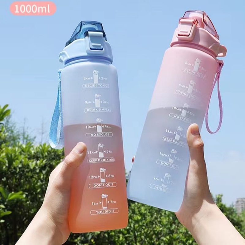 Large Capacity Sports Gradient Frosted Water Bottle Plastic – Plastic Bottle and Pet Bottle price