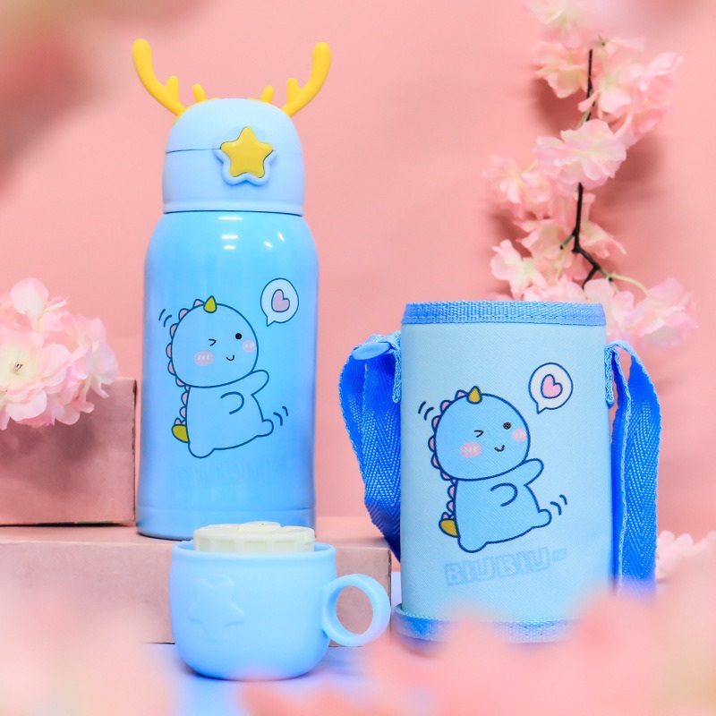 Wholesale Children Cute Cartoon Thermos Vacuum Flask Christmas Elk Outside Travel Cups 316 Stainless Steel Kids Water Bottle with Straw Pouch Three Covers – Water Bottle and Thermos Bottle price