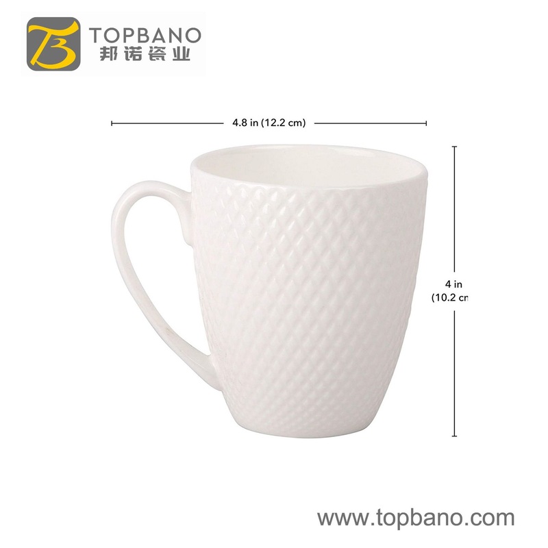 14 Oz Bone China Mug Set Sturdy and Stylish Embossed Diamond Pattern Mug – Ceramic Mug and Custom Mug price
