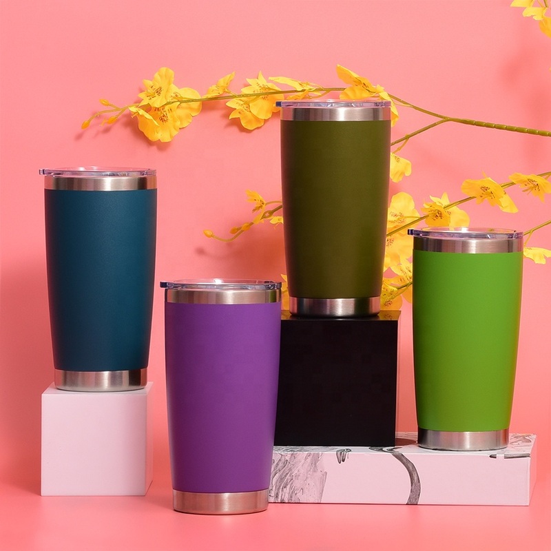 20oz 600ml China Pink Printed Hot Sell Mug Iced Stainless Steel Reusable Coffee Cup with Lids – Coffee Cup with Lids and Stainless Steel Reusable Cup price