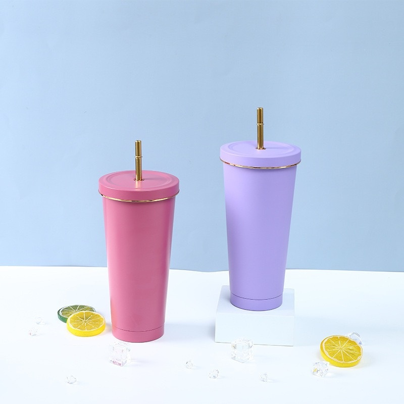 500ml 750ml Stainless Steel Drinking Cups Insulated Double Walled Coffee Mug Tumbler with Lid and Straw – Insulated Tumbler and Stainless Steel Drinking Tumbler price
