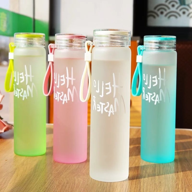 Creative Frosted Glass Water Bottle Water Bottle Gradient Color Glass Drinking Bottle High Borosilicate Glass Water Bottle – Sport Water Bottle and Drinking Bottle price