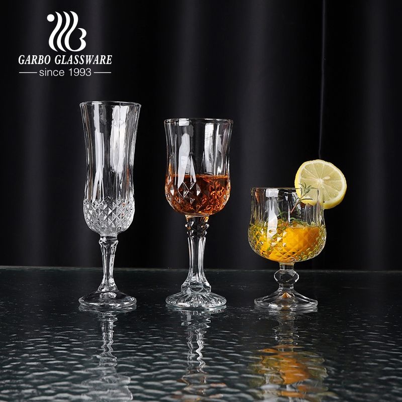 Diamond Design Glass Vintage Carved Design Juice Glasses Goblet Wine Cup – Glass Cup and Glass Tumbler price