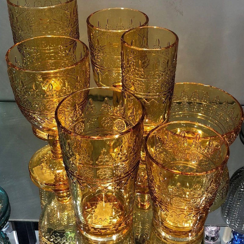 Spray Amber Wedding Event Glassware Floral Colour Wine Glass High Class Tumbler – Colored Wine Glasses and Wine Glass price