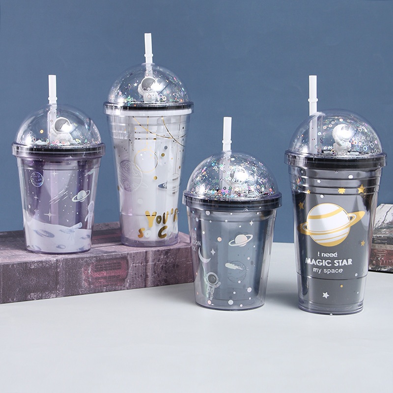 Straw Cover Planet Cartoon Cup Plastic Water Cup – Plastic Bottle and Pet Bottle price