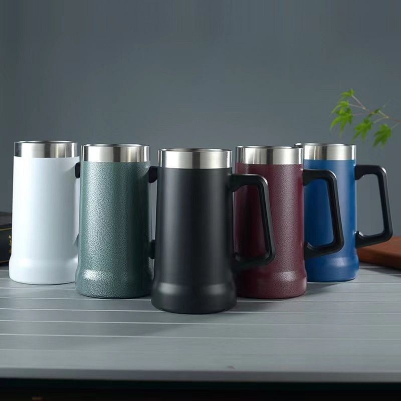 Wholesale Price Double Wall 24oz Big Grip Beer Stainless Steel Insulation Vacuum Tumbler Beer Mug with Handle – Beer Tumbler with Handle and Beer Pint price
