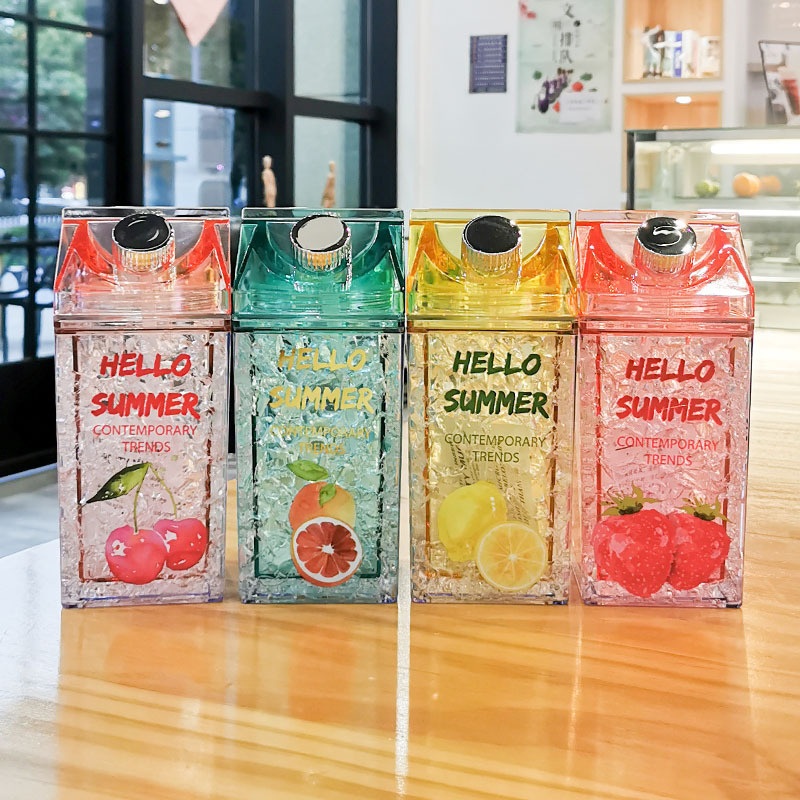 2024 Hot Selling Plastic Creative Drinking Bottle with Straw Fashion Ice Fruit Water Cup Double Wall Gel Insulated Freezer Drink Bottle – Water Bottle and Sports Water Bottle price