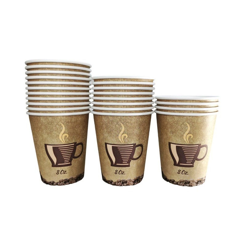 8oz Single Use Biodegradable Paper Cups Custom Wholesale Disposable Take Away Coffee Drinking Cup – Coffee Mugs with Plastic Lids and Custom Logo Printed Mugs price