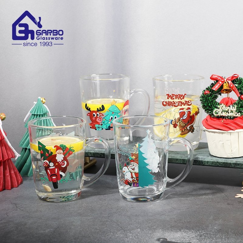 Christmas Gift Holiday Promotion Glass Mug with Decals Glass Decor – Christmas Mug and Holiday Promotion Mug price