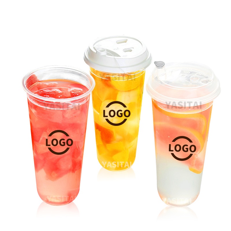 Custom Logo Printed Coffee and Drink Plastic Cup U Shape 12, 16, 20, 24oz Pet Clear Disposable Plastic Cup with Lids – Disposable Cup and Pet Cup price