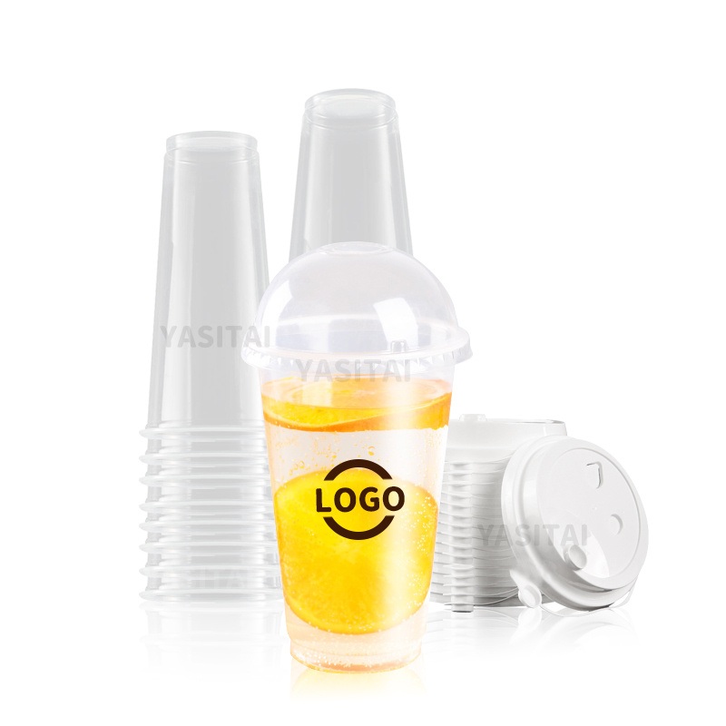 Plastic Cups Milkshake Square Shape PP Boba Cup 12/16/20oz Eco Friendly PLA Custom Logo Disposable Bubble Tea Cup with Lid – PP Blister Cup with Lid and Bubble Tea PP Blister Cup price