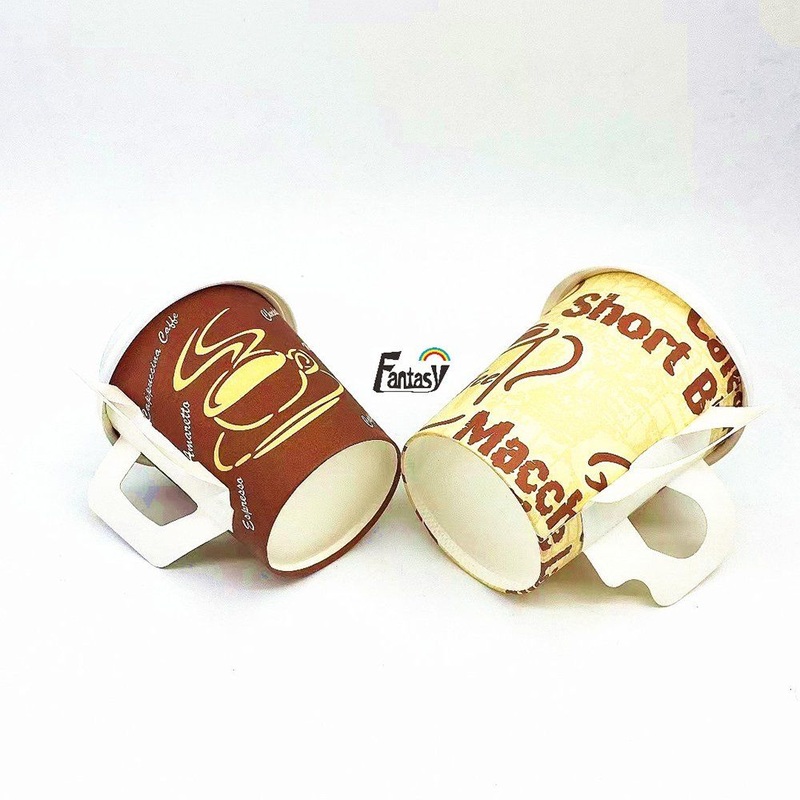 with Lid Coffee Milk Customized Print Tea Paper Handle Single-Layer Cup – Disposable Cup and Handle Cup price
