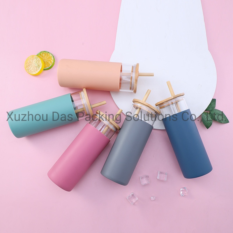 16oz 500ml Clear Empty Tube Borosilicate Drinking Tea Coffee Juice Glass Water Bottle with Lids and Silicone Sleeve – Packaging Bottle and Lotion Bottle price