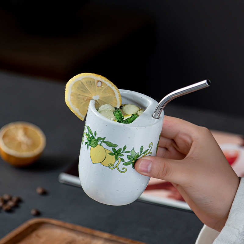 200ml Creative Lemon Ceramic Coffee Cup Tea Beverage Drinks Mug with Straw – Coffee Mugs and Gift Tea Cup price