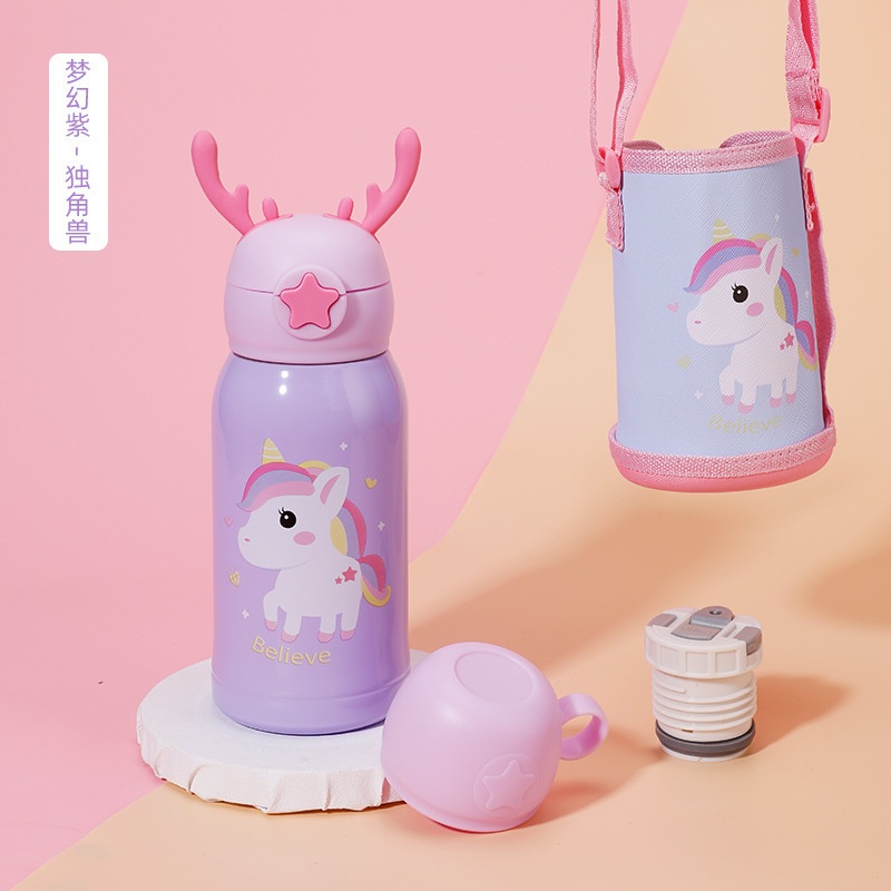 Cartoon Kids Stainless Water Bottle 17oz Double Walled Metal Insulated Portable Termos Cups Sports Vacuum Flasks Thermos with Straw Pouch Sleeve – Sport Thermos and Stainless Steel Thermos price