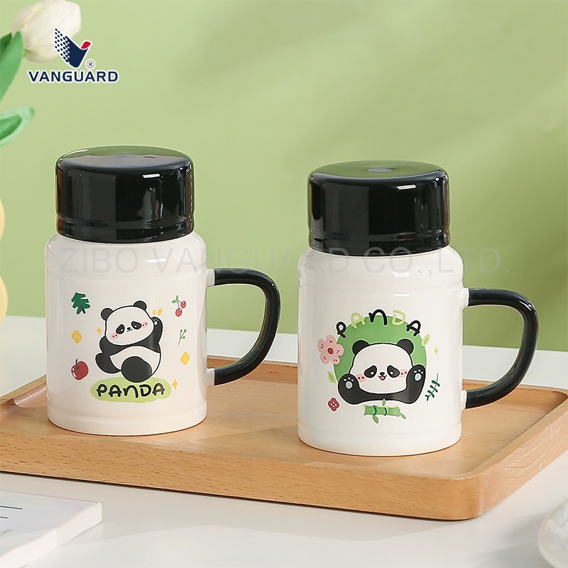 Cute Animal Mug China Panda Mug White Ceramic Lid Mug Porcelain Travel Coffee Mug with Lid – Porcelain Travel Coffee Mug and Ceramic Lid Mug price