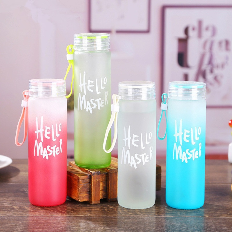 Hot Sale Single Layer Glass Gradual Color Water Bottle Colorful Frosted Drinking Glass Water Bottle – Water Bottle and Glass Water Bottle price