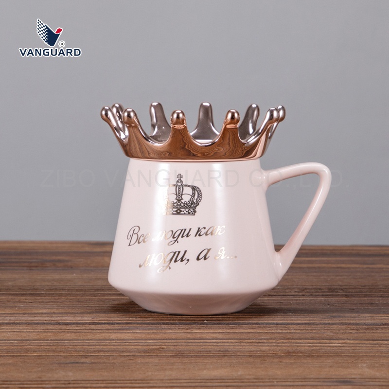 Vanguard New Design Ceramic Coffee Mug Pink Water Mug with Golden Lid – Pink Water Mug and Ceramic Coffee Mug price