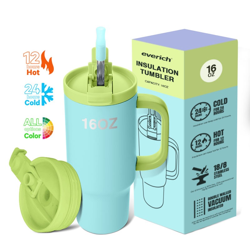 16oz Stainless Steel Insulated Tumbler with Handle and Straw – Stainless Steel Tumbler and Insulated Tumbler price