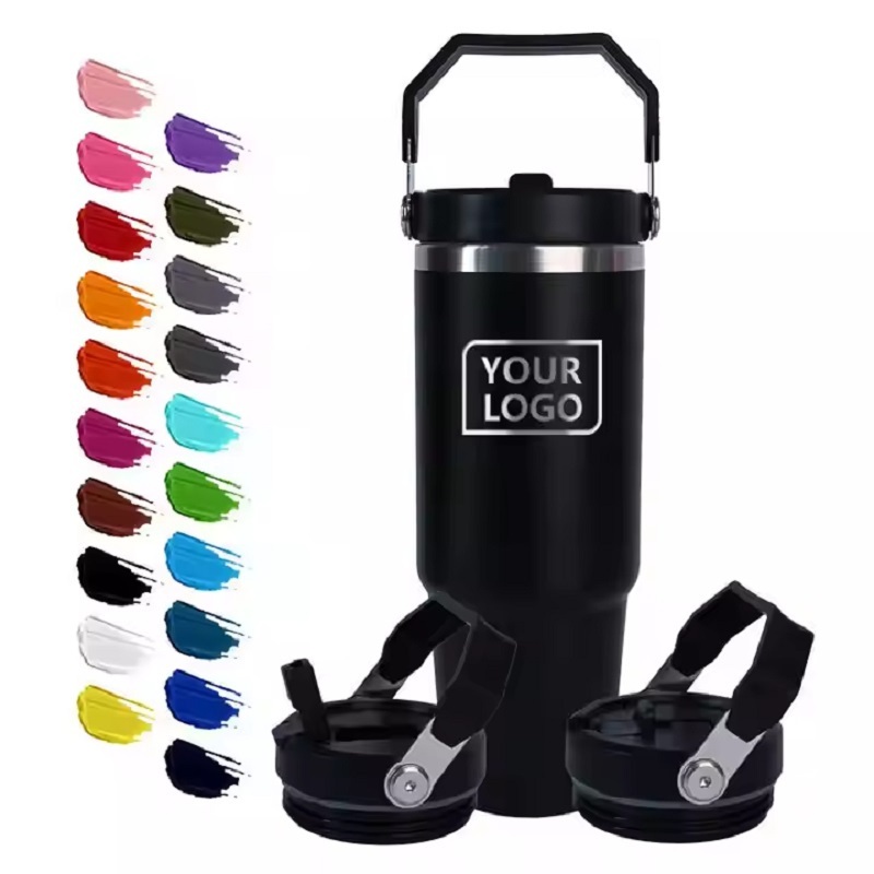 30oz Travel Car Cup with Handle and Logo Stainless Steel Travel Tumbler Vacuum Insulated Water Bottle Thermal Beer Coffee Mug Powder Coated Travel Tumblers – 20oz 30oz Tumbler and Stainless Steel Tumbler price