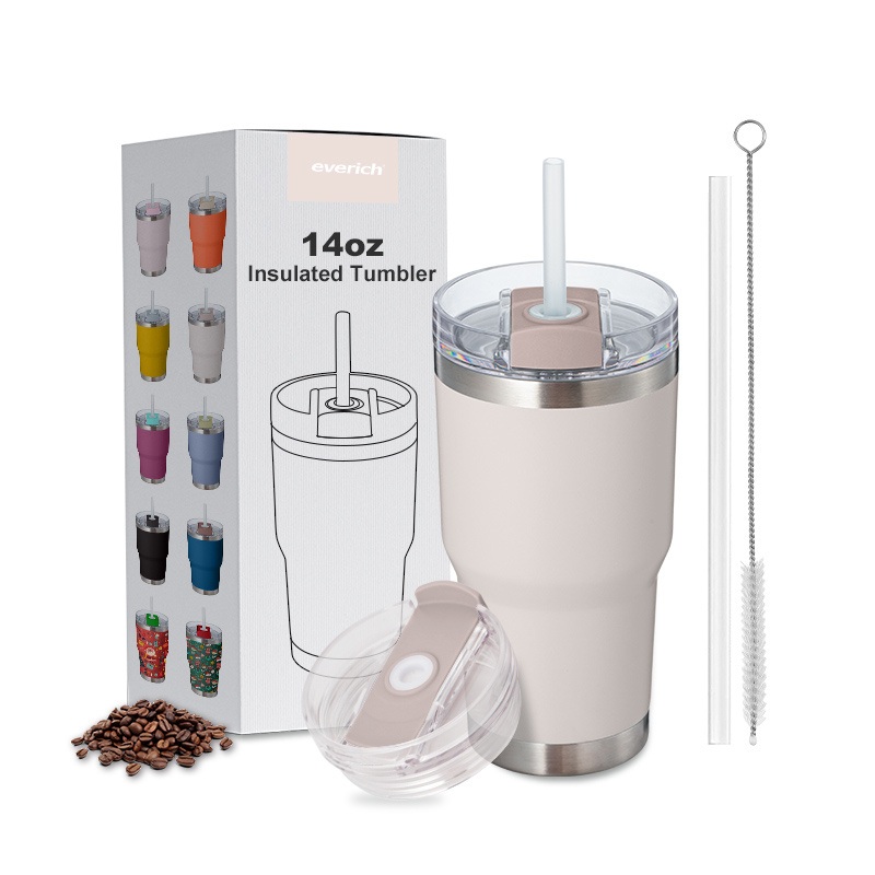 Everich 14oz Double Wall 18/8 Stainless Steel Vacuum Insulated Coffee Mug with 2 in 1 Use Lid – Stainless Steel Tumbler and Stainless Steel Cup price